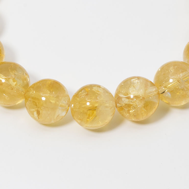 【一点もの】シトリン10mm シンプルブレスレット【鑑別書付き】
