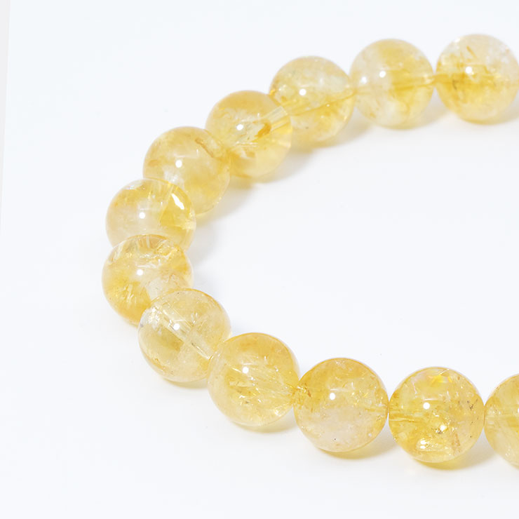 【一点もの】シトリン10mm シンプルブレスレット【鑑別書付き】