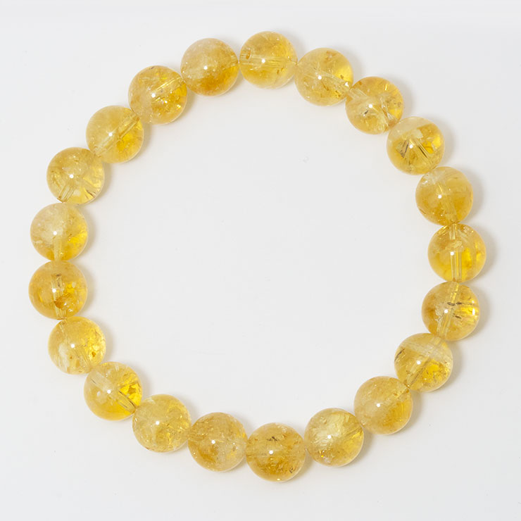 【一点もの】シトリン10mm シンプルブレスレット【鑑別書付き】