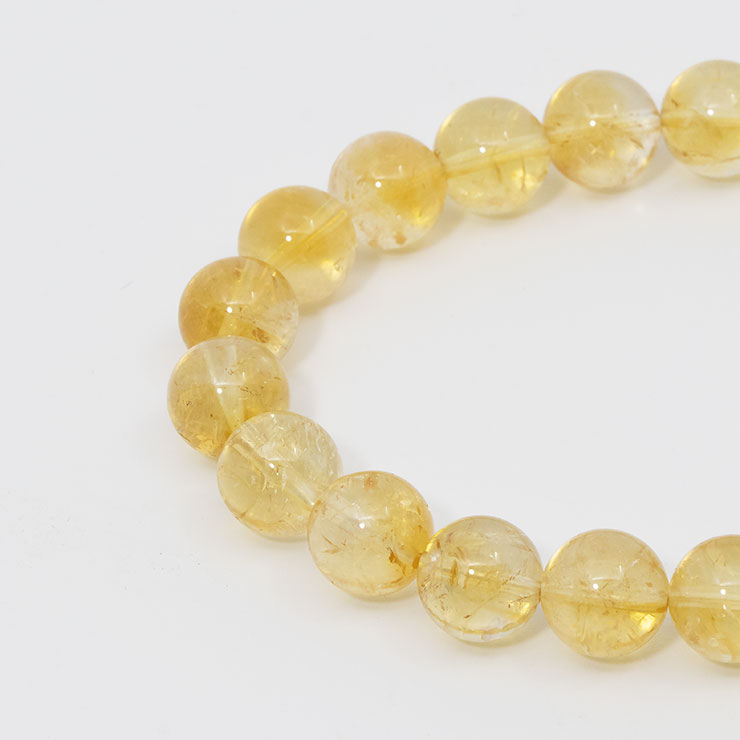 【一点もの】シトリン10mm シンプルブレスレット【鑑別書付き】