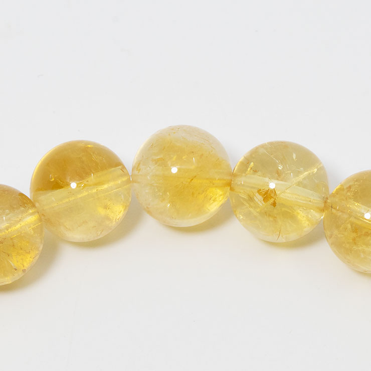 【一点もの】シトリン10mm シンプルブレスレット【鑑別書付き】