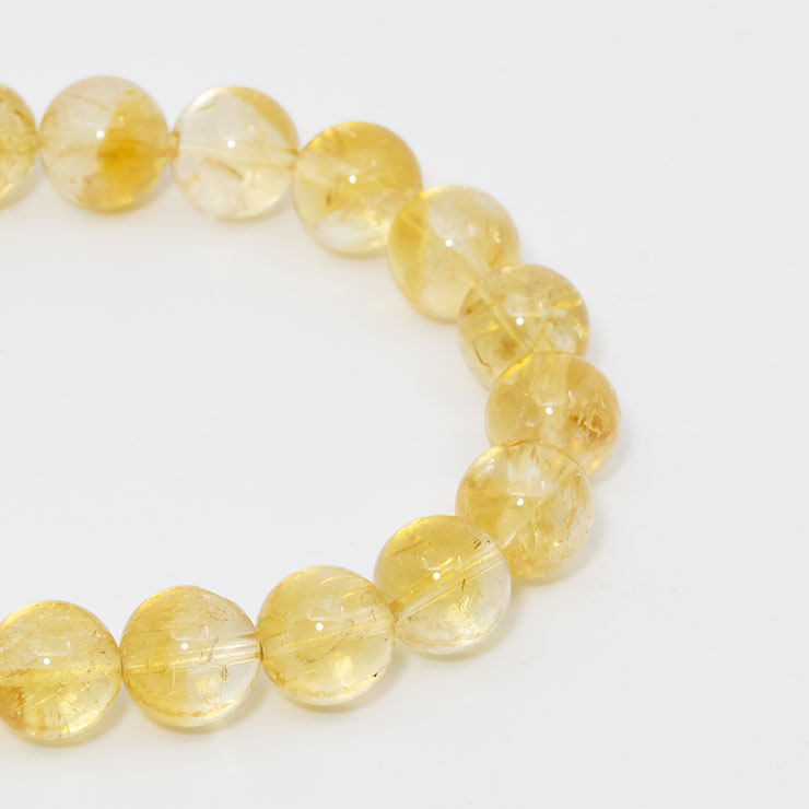 【一点もの】シトリン10mm シンプルブレスレット【鑑別書付き】