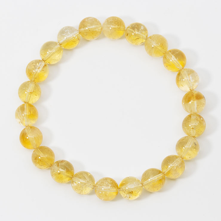 【一点もの】シトリン10mm シンプルブレスレット【鑑別書付き】
