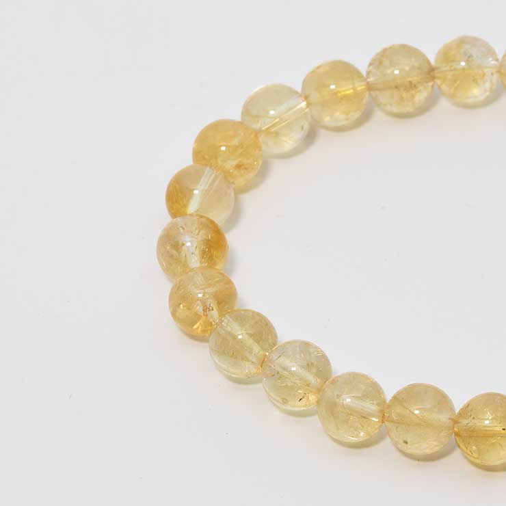 【一点もの】シトリン8mm シンプルブレスレット【鑑別書付き】