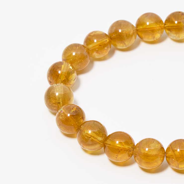 【一点もの】シトリン10mm シンプルブレスレット【鑑別書付き】