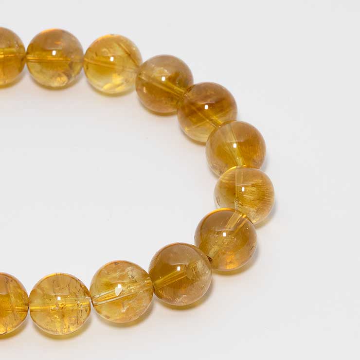 【一点もの】シトリン10mm シンプルブレスレット【鑑別書付き】
