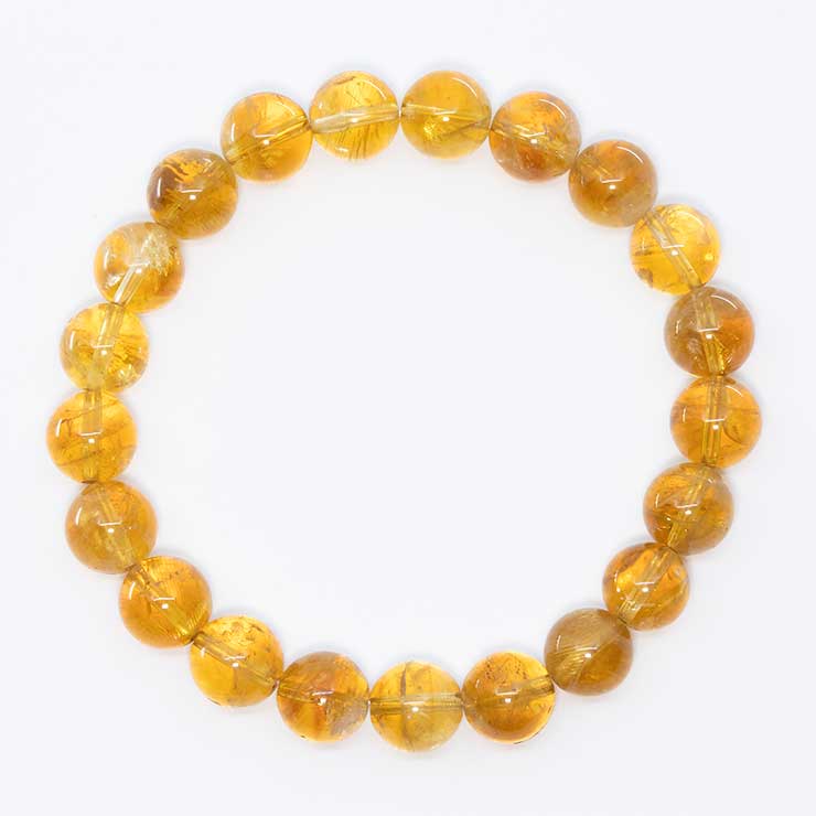 【一点もの】シトリン10mm シンプルブレスレット【鑑別書付き】