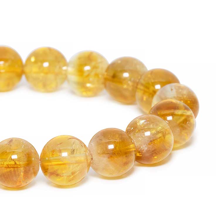 【一点もの】シトリン10mm シンプルブレスレット【鑑別書付き】