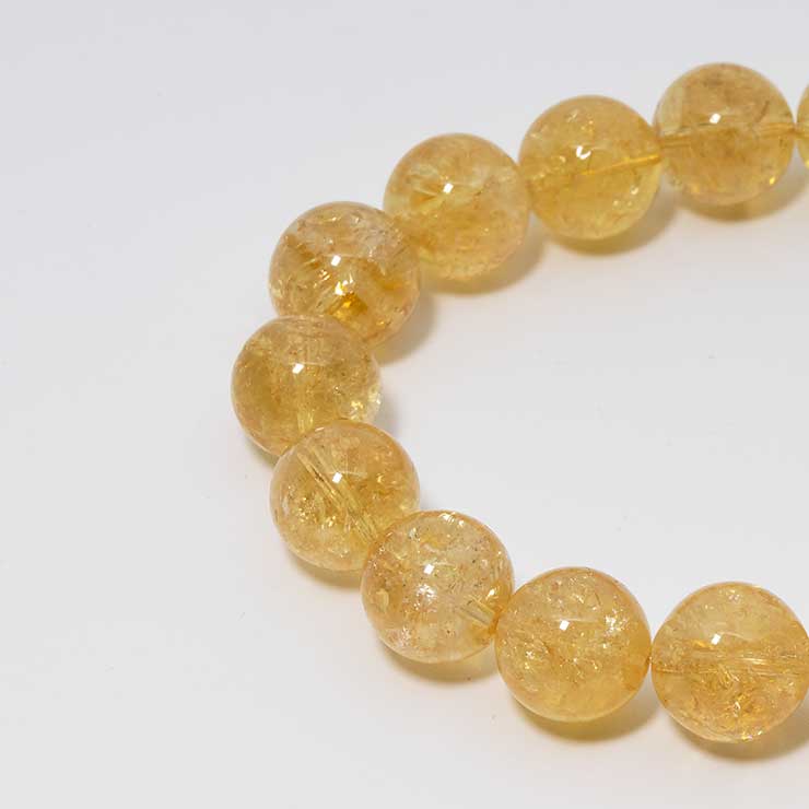 【一点もの】シトリン12mm シンプルブレスレット【鑑別書付き】