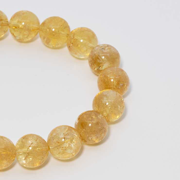 【一点もの】シトリン12mm シンプルブレスレット【鑑別書付き】