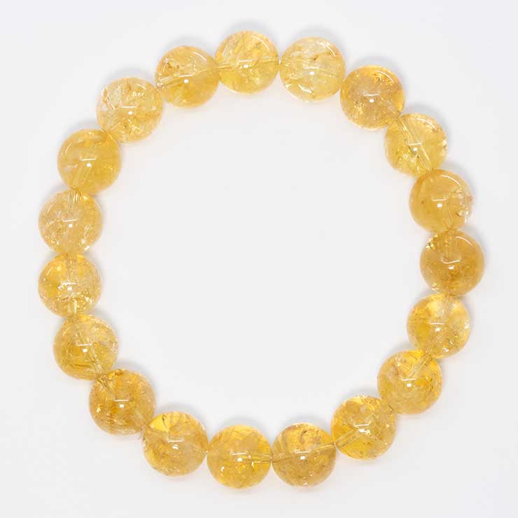 【一点もの】シトリン12mm シンプルブレスレット【鑑別書付き】