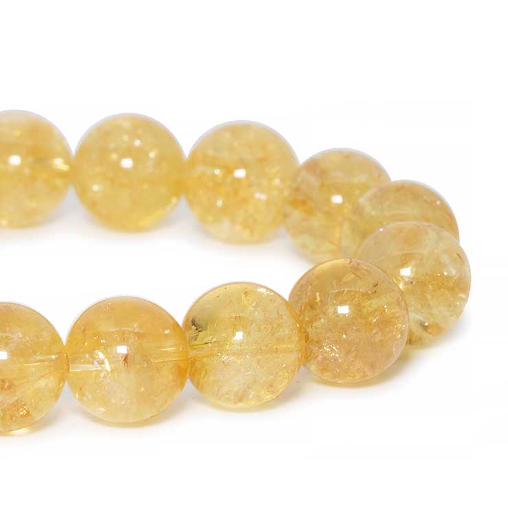 【一点もの】シトリン12mm シンプルブレスレット【鑑別書付き】