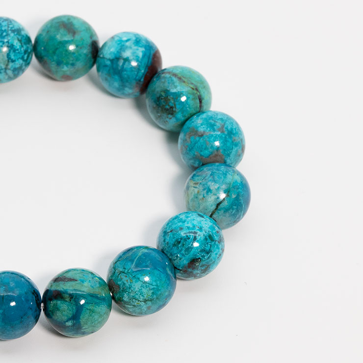 【一点もの】アリゾナ州産 クリソコラ12mm シンプルブレスレット