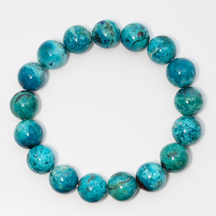 【一点もの】アリゾナ州産 クリソコラ12mm シンプルブレスレット