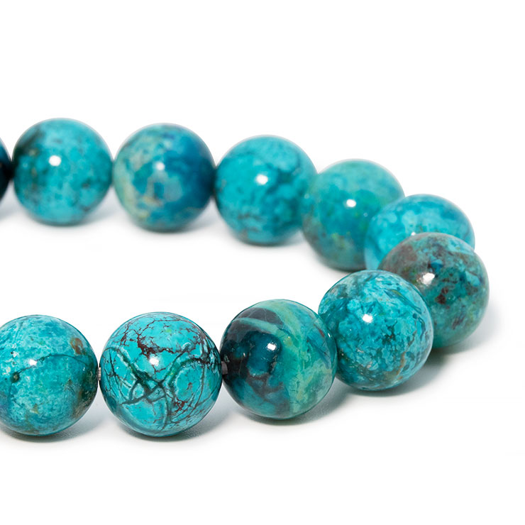 【一点もの】アリゾナ州産 クリソコラ12mm シンプルブレスレット