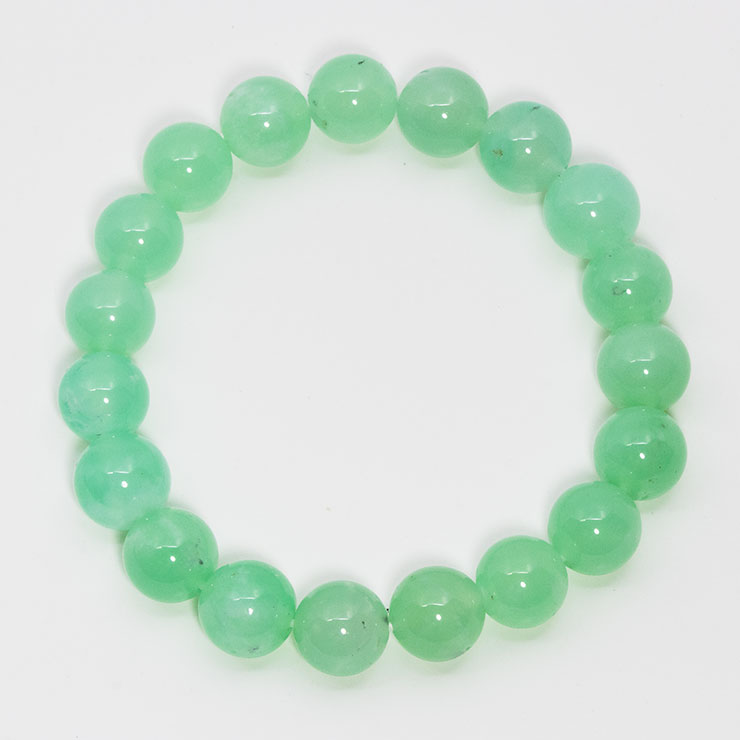 【一点もの】クリソプレーズ10mm シンプルブレスレット【鑑別書付き】