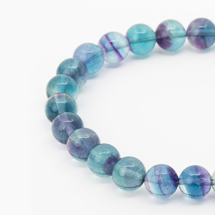【一点もの】バイカラーフローライト8mm シンプルブレスレット【鑑別書付き】