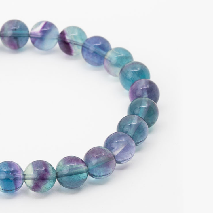 【一点もの】バイカラーフローライト8mm シンプルブレスレット【鑑別書付き】