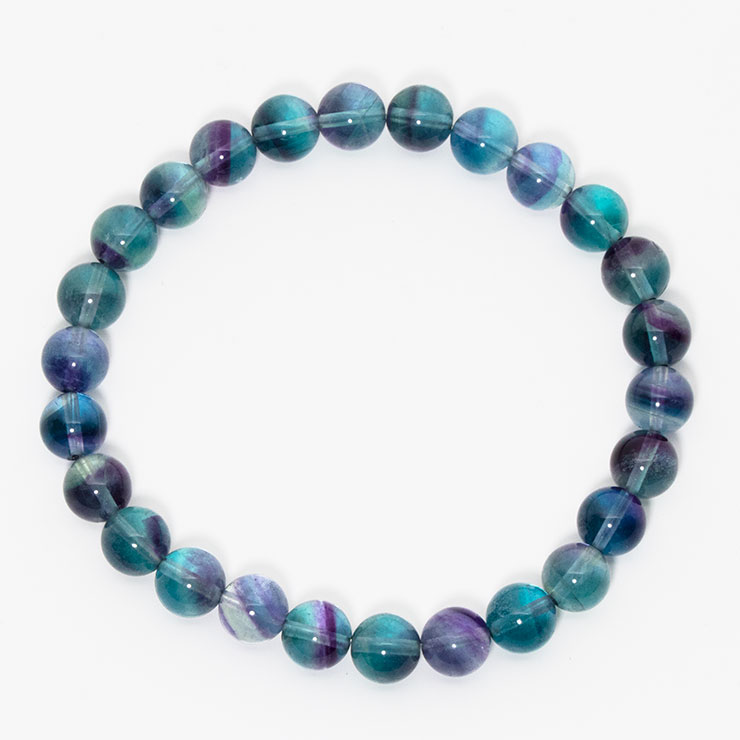 【一点もの】バイカラーフローライト8mm シンプルブレスレット【鑑別書付き】