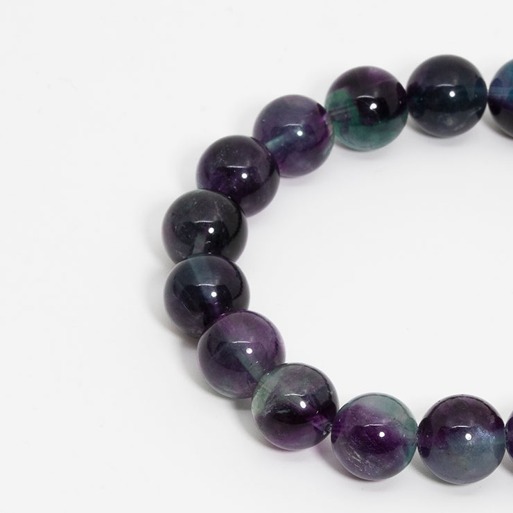 【一点もの】バイカラーフローライト11mm シンプルブレスレット【鑑別書付き】