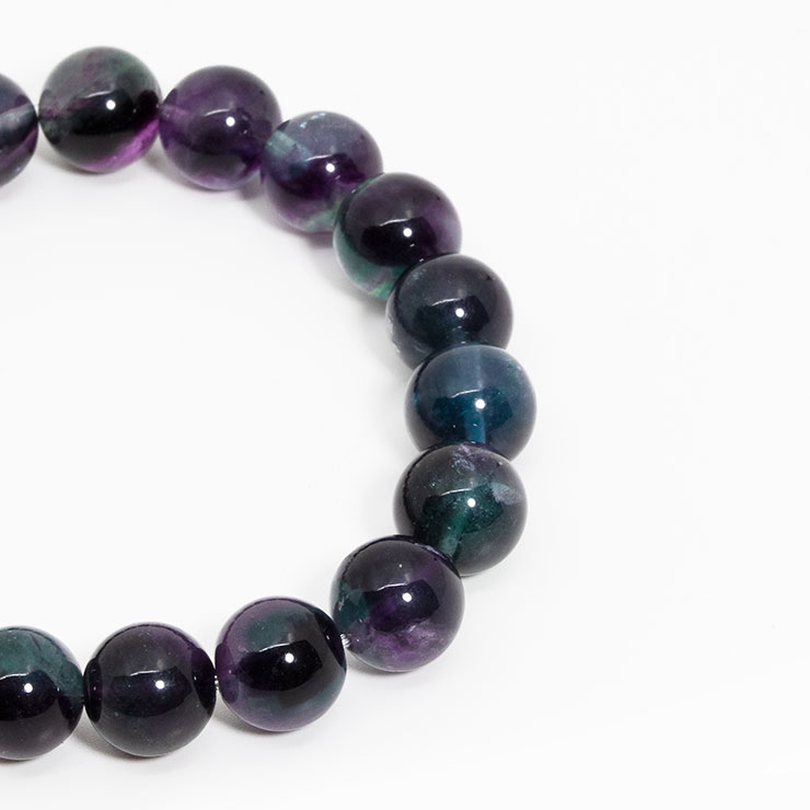 【一点もの】バイカラーフローライト11mm シンプルブレスレット【鑑別書付き】