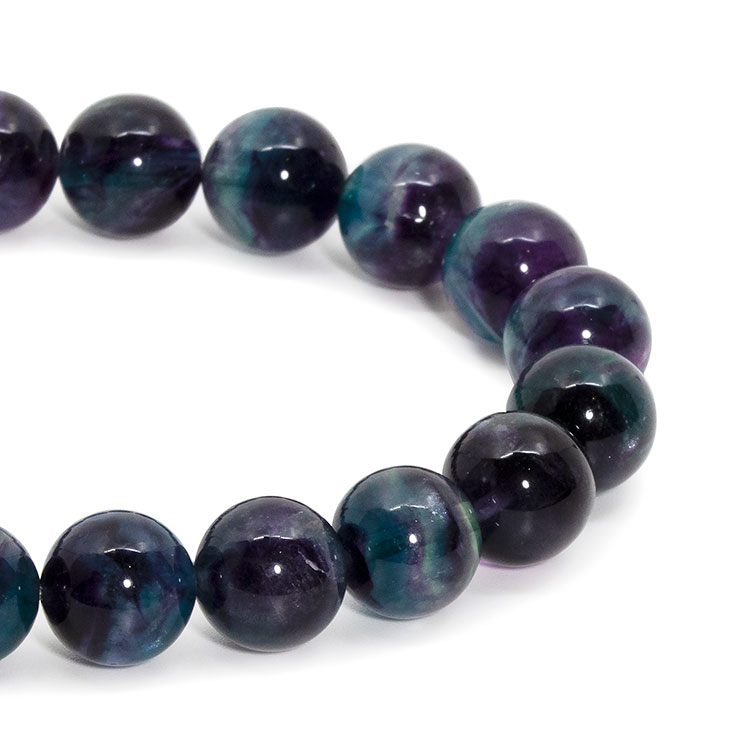 【一点もの】バイカラーフローライト11mm シンプルブレスレット【鑑別書付き】