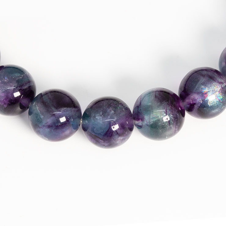 【一点もの】バイカラーフローライト9mm シンプルブレスレット【鑑別書付き】