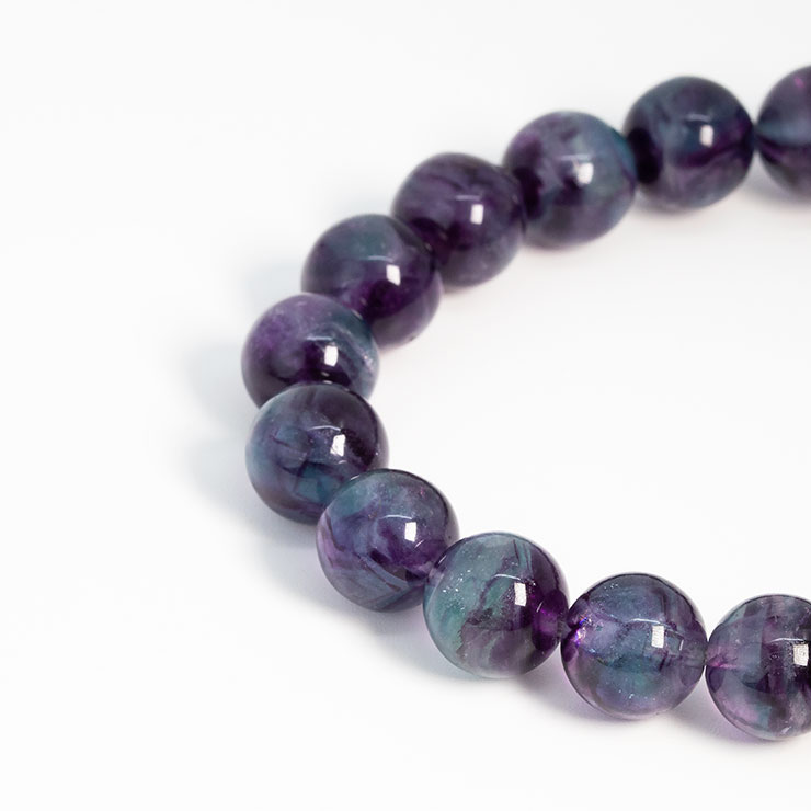 【一点もの】バイカラーフローライト9mm シンプルブレスレット【鑑別書付き】