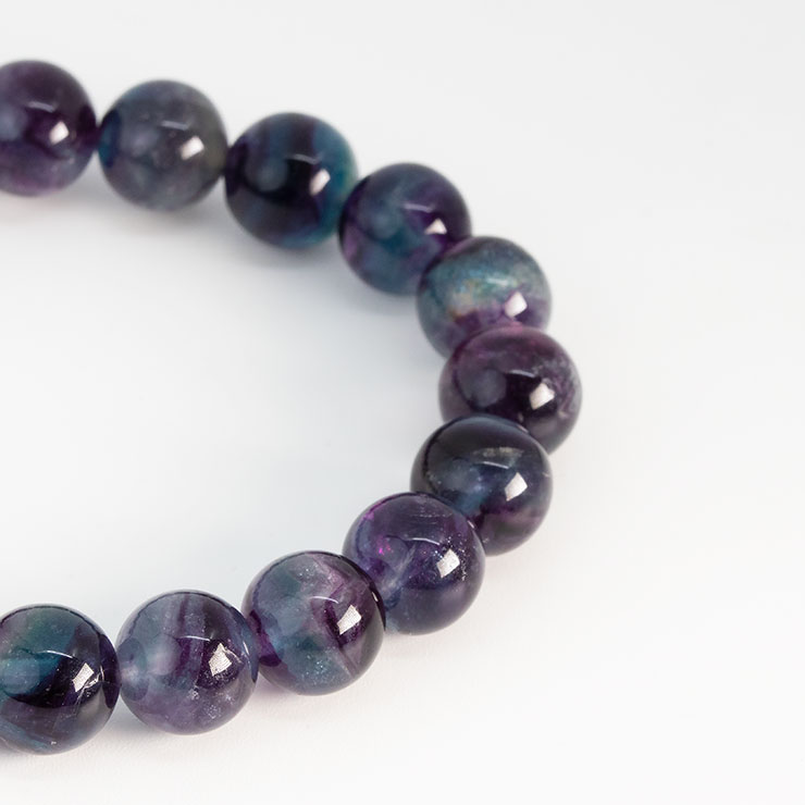 【一点もの】バイカラーフローライト9mm シンプルブレスレット【鑑別書付き】