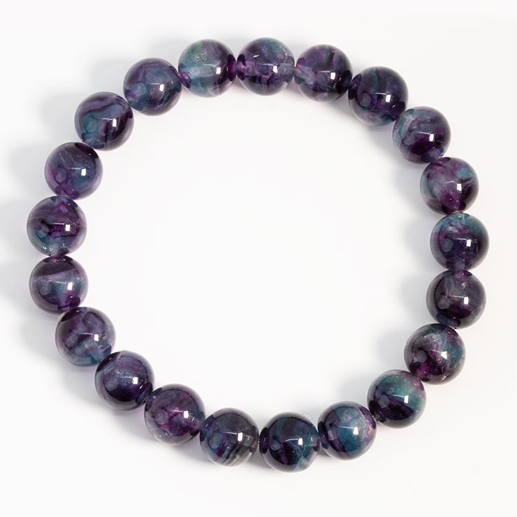 【一点もの】バイカラーフローライト9mm シンプルブレスレット【鑑別書付き】