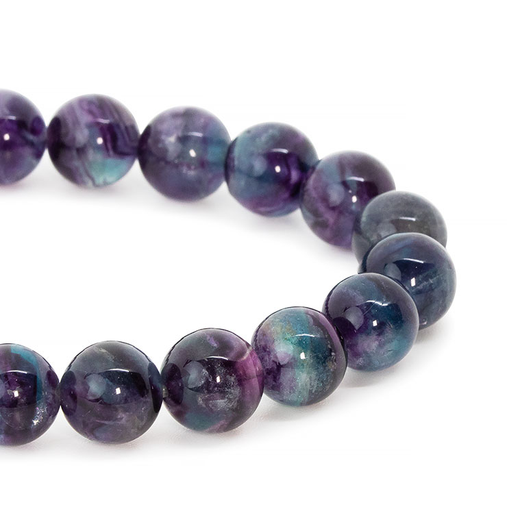 【一点もの】バイカラーフローライト9mm シンプルブレスレット【鑑別書付き】