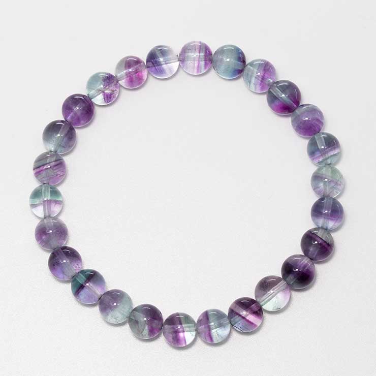 【一点もの】バイカラーフローライト8mm シンプルブレスレット【鑑別書付き】