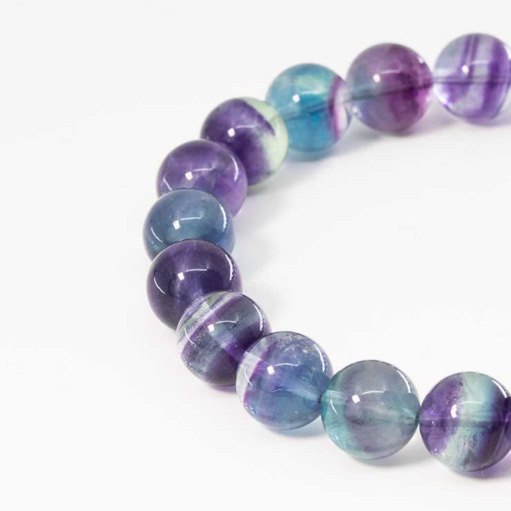 【一点もの】バイカラーフローライト10mm シンプルブレスレット【鑑別書付き】