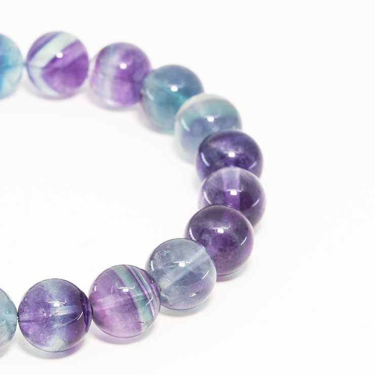 【一点もの】バイカラーフローライト10mm シンプルブレスレット【鑑別書付き】