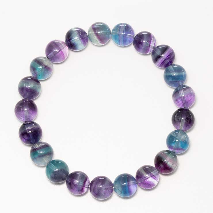 【一点もの】バイカラーフローライト10mm シンプルブレスレット【鑑別書付き】