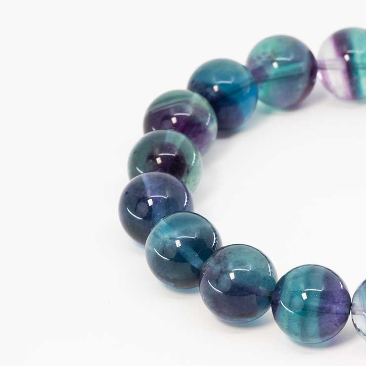 【一点もの】バイカラーフローライト12mm シンプルブレスレット【鑑別書付き】