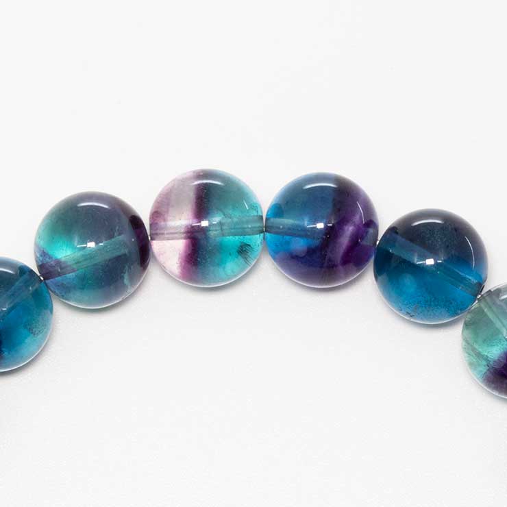 【一点もの】バイカラーフローライト12mm シンプルブレスレット【鑑別書付き】