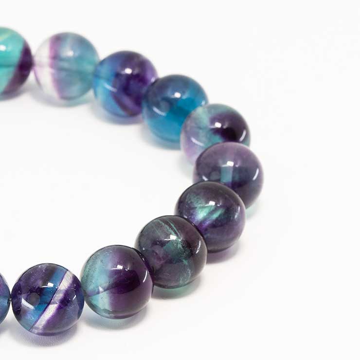 【一点もの】バイカラーフローライト12mm シンプルブレスレット【鑑別書付き】