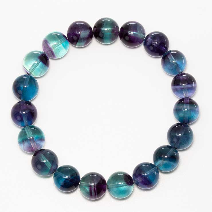 【一点もの】バイカラーフローライト12mm シンプルブレスレット【鑑別書付き】