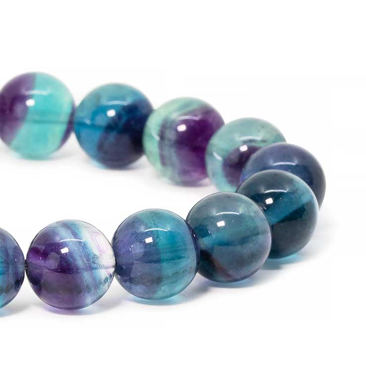 【一点もの】バイカラーフローライト12mm シンプルブレスレット【鑑別書付き】