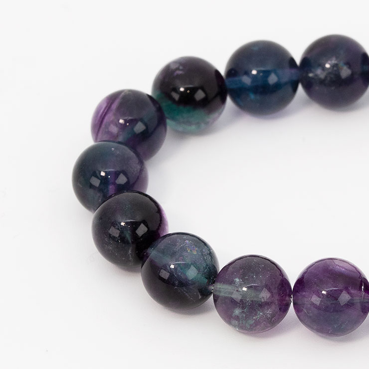 【一点もの】バイカラーフローライト10mm シンプルブレスレット【鑑別書付き】