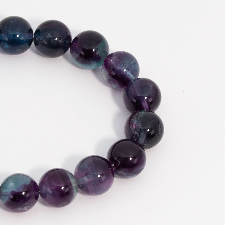 【一点もの】バイカラーフローライト10mm シンプルブレスレット【鑑別書付き】