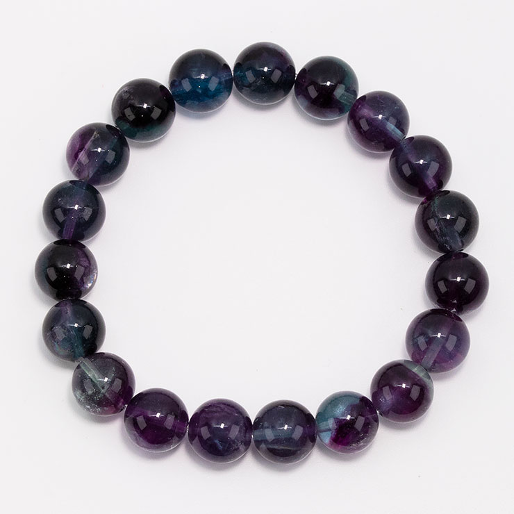 【一点もの】バイカラーフローライト10mm シンプルブレスレット【鑑別書付き】