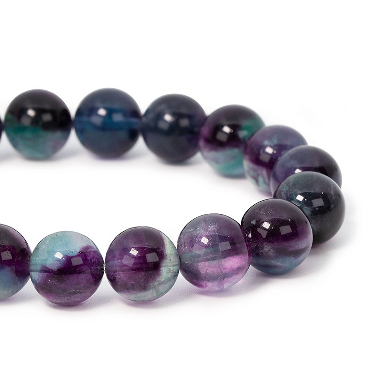 【一点もの】バイカラーフローライト10mm シンプルブレスレット【鑑別書付き】