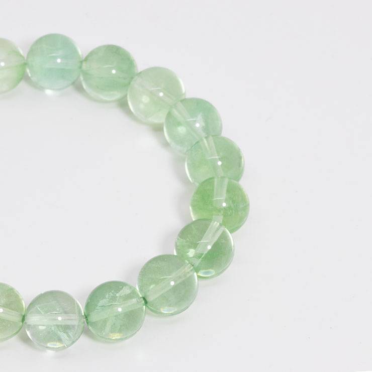 【一点もの】アイリスグリーンフローライト10mm　シンプルブレスレット【鑑別書付き】