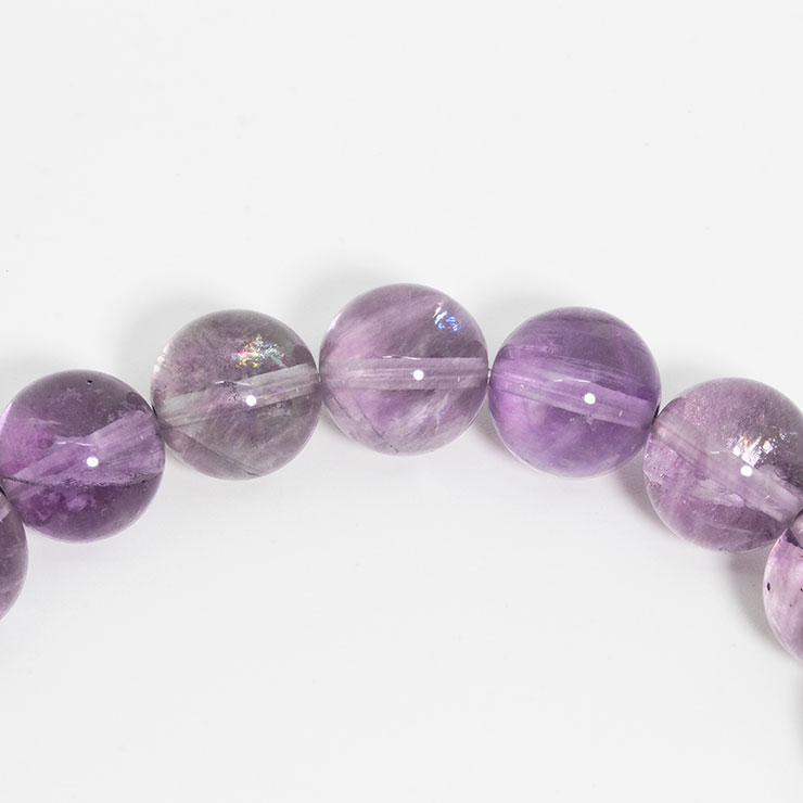 【一点もの】アイリスパープルフローライト10mm シンプルブレスレット【鑑別書付き】