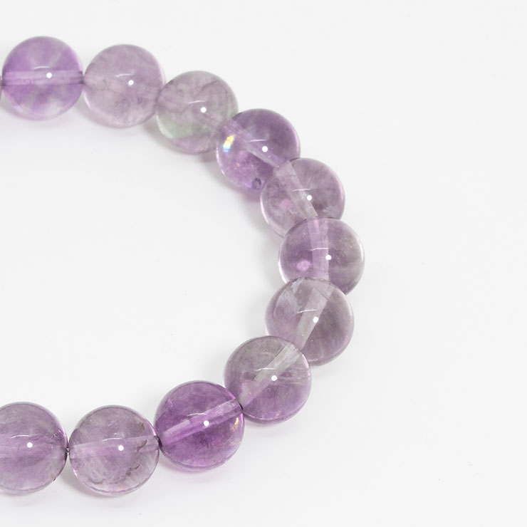 【一点もの】アイリスパープルフローライト10mm シンプルブレスレット【鑑別書付き】