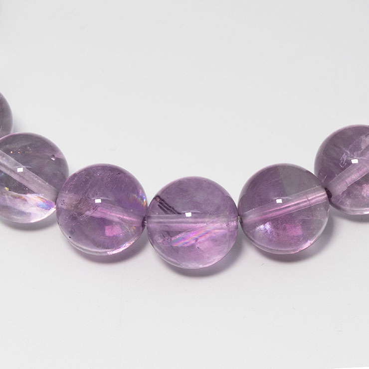 【一点もの】アイリスパープルフローライト10mm シンプルブレスレット【鑑別書付き】