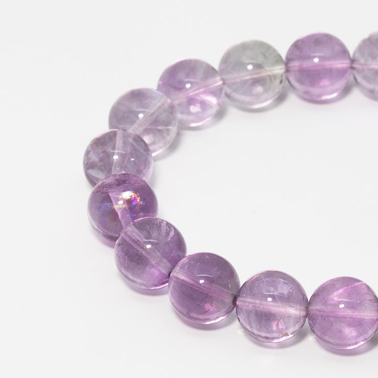 【一点もの】アイリスパープルフローライト10mm シンプルブレスレット【鑑別書付き】