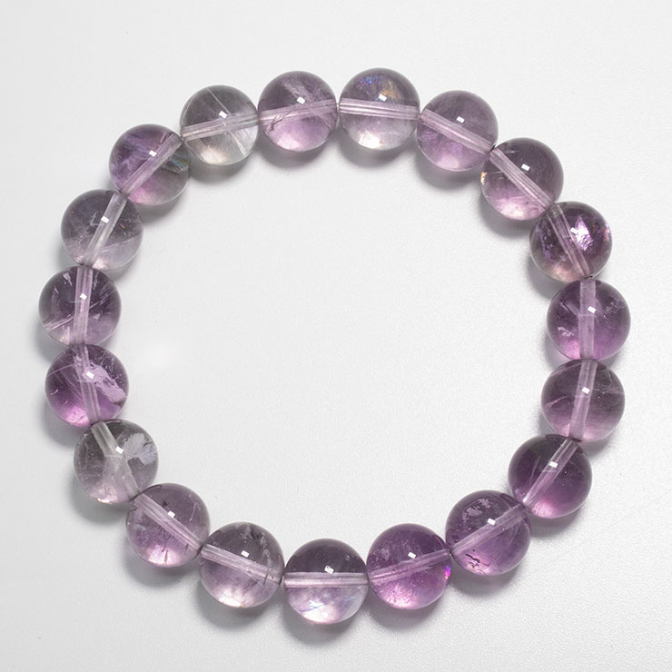 【一点もの】アイリスパープルフローライト10mm シンプルブレスレット【鑑別書付き】